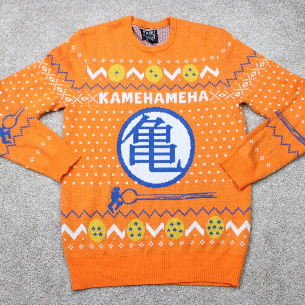 Dragonball Z‎ Sweater Mens Small Orange BoxLunch Kamehameha Ugly Christmas L/S